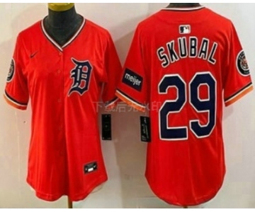 Women's Detroit Tigers #29 Tarik Skubal Orange Stadium Jersey