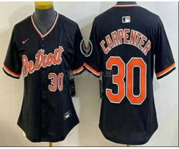 Women's Detroit Tigers #30 Kerry Carpenter Black Stadium Jersey