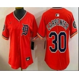 Women's Detroit Tigers #30 Kerry Carpenter Orange Stadium Jersey Women's Detroit Tigers #30 Kerry Carpenter Orange Stadium Jersey