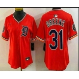 Women's Detroit Tigers #31 Riley Greene Orange Stadium Jersey Women's Detroit Tigers #31 Riley Greene Orange Stadium Jersey