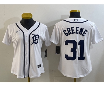 Women's Detroit Tigers #31 Riley Greene White Cool Base Stitched Baseball Jersey
