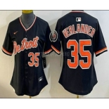 Women's Detroit Tigers #35 Justin Verlander Black Stadium Jersey Women's Detroit Tigers #35 Justin Verlander Black Stadium Jersey