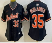 Women's Detroit Tigers #35 Justin Verlander Black Stadium Jersey Women's Detroit Tigers #35 Justin Verlander Black Stadium Jersey
