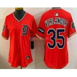 Women's Detroit Tigers #35 Justin Verlander Orange Stadium Jersey Women's Detroit Tigers #35 Justin Verlander Orange Stadium Jersey