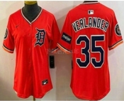 Women's Detroit Tigers #35 Justin Verlander Orange Stadium Jersey Women's Detroit Tigers #35 Justin Verlander Orange Stadium Jersey