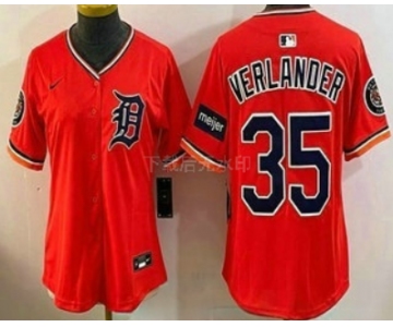 Women's Detroit Tigers #35 Justin Verlander Orange Stadium Jersey
