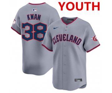 Youth Cleveland Guardians #38 Steven Kwan Gray 2025 Alternate Limited Stitched Baseball Jersey
