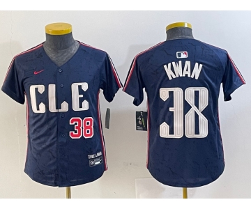 Youth Cleveland Guardians #38 Steven Kwan Navy 2024 City Connect Limited Stitched Baseball Jerseys