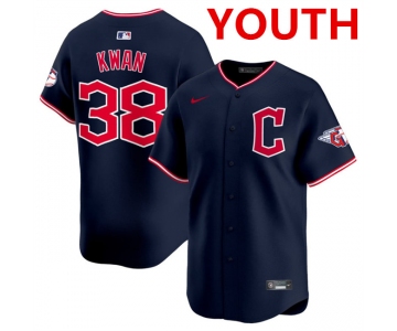 Youth Cleveland Guardians #38 Steven Kwan Navy 2025 Alternate Limited Stitched Baseball Jersey