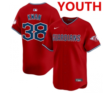 Youth Cleveland Guardians #38 Steven Kwan Red Alternate Limited Stitched Baseball Jersey