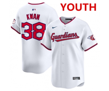 Youth Cleveland Guardians #38 Steven Kwan White Home Limited Stitched Baseball Jersey