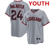 Youth cleveland guardians #24 chase delauter gray cool base limited stitched baseball jersey Youth cleveland guardians #24 chase delauter gray cool base limited stitched baseball jersey