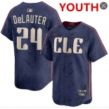 Youth cleveland guardians #24 chase delauter navy 2024 city connect limited stitched jersey Youth cleveland guardians #24 chase delauter navy 2024 city connect limited stitched jersey