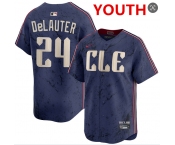 Youth cleveland guardians #24 chase delauter navy 2024 city connect limited stitched jersey Youth cleveland guardians #24 chase delauter navy 2024 city connect limited stitched jersey