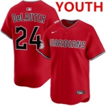 Youth cleveland guardians #24 chase delauter red cool base stitched baseball jersey Youth cleveland guardians #24 chase delauter red cool base stitched baseball jersey