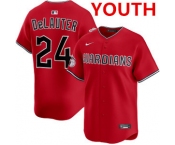 Youth cleveland guardians #24 chase delauter red cool base stitched baseball jersey Youth cleveland guardians #24 chase delauter red cool base stitched baseball jersey