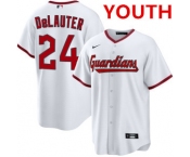 Youth cleveland guardians #24 chase delauter white cool base limited stitched baseball jersey Youth cleveland guardians #24 chase delauter white cool base limited stitched baseball jersey