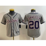 Youth Detroit Tigers #20 Spencer Torkelson Gray Cool Base Stitched Baseball Jersey