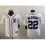 Youth Detroit Tigers #22 Parker Meadows White Cool Base Stitched Jersey