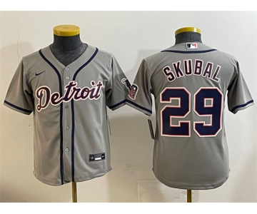 Youth Detroit Tigers #29 Tarik Skubal Gray Cool Base Stitched Baseball Jersey