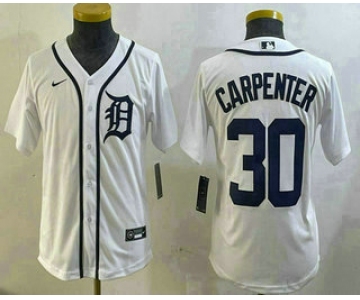 Youth Detroit Tigers #30 Kerry Carpenter White Cool Base Stitched Jersey