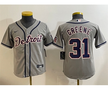 Youth Detroit Tigers #31 Riley Greene Gray Cool Base Stitched Baseball Jersey
