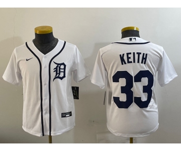 Youth Detroit Tigers #33 Colt Keith White Cool Base Stitched Jersey