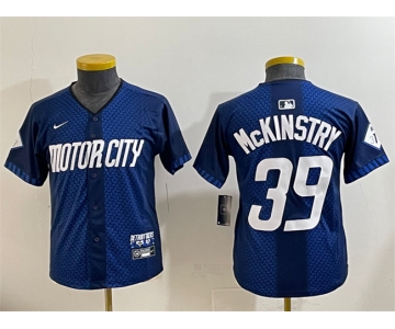Youth Detroit Tigers #39 Zach McKinstry 2024 Navy City Connect Cool Base Limited Stitched Baseball Jersey