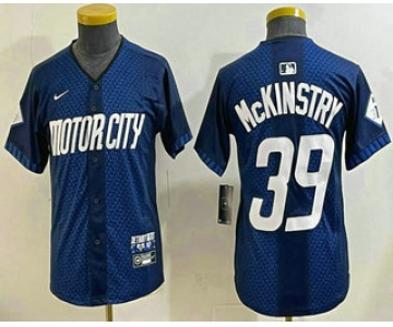 Youth Detroit Tigers #39 Zach McKinstry 2024 Navy City Connect Cool Base Limited Stitched Jersey