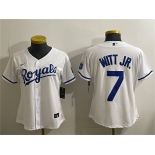 Women's Kansas City Royals #7 Bobby Witt Jr. White Cool Base Stitched Jersey Women's Kansas City Royals #7 Bobby Witt Jr. White Cool Base Stitched Jersey