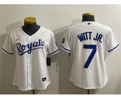 Women's Kansas City Royals #7 Bobby Witt Jr. White Cool Base Stitched Jersey Women's Kansas City Royals #7 Bobby Witt Jr. White Cool Base Stitched Jersey