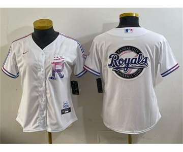 Womens Kansas City Royals Team Big Logo White 2026 City Connect Stadium Stitched Baseball Jersey