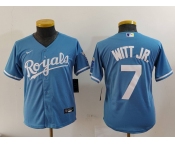 Youth Kansas City Royals #7 Bobby Witt Jr Light Blue Cool Base Stitched Jersey