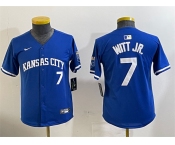 Youth Kansas City Royals #7 Bobby Witt Jr. Royal Limited Stitched Baseball Jersey