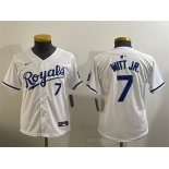 Youth Kansas City Royals #7 Bobby Witt Jr. White 2024 Home Limited Stitched Baseball Jersey