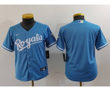Youth Kansas City Royals Blank Light Blue Cool Base Stitched Jersey