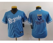 Youth Kansas City Royals Blank Light Blue Cool Base Stitched Jerseys