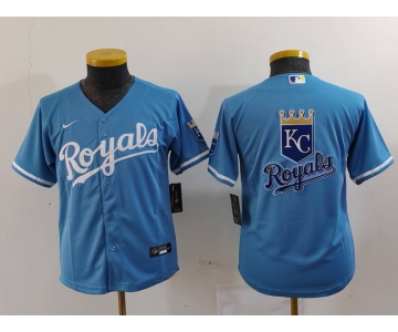 Youth Kansas City Royals Blank Light Blue Cool Base Stitched Jerseys
