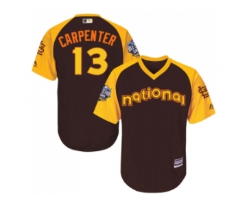 Youth Majestic St. Louis Cardinals #13 Matt Carpenter Authentic Brown 2016 All-Star National League BP Cool Base MLB Jersey