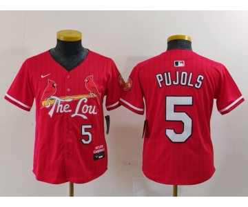 Youth St Louis Cardinals #5 Albert Pujols Red 2024 City Connect Limited Stitched Jersey
