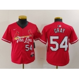 Youth St Louis Cardinals #54 Sonny Gray Red 2024 City Connect Limited Stitched Baseball Jersey
