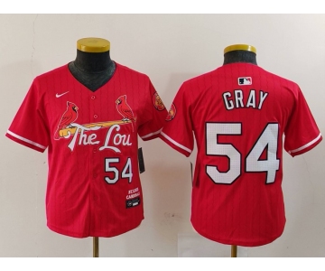 Youth St Louis Cardinals #54 Sonny Gray Red 2024 City Connect Limited Stitched Baseball Jersey