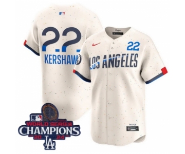 Men Nike Los Angeles Dodgers Clayton Kershaw #22 Ice Cream 2024 World Series Champions Stitched MLB Jersey