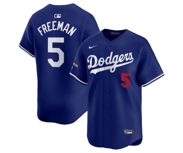 Men's Los Angeles Dodgers #5 Freddie Freeman Royal 2024 World Series Champions Alternate Limited Stitched Baseball Jersey