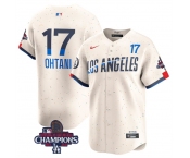 Men's Los Angeles Dodgers #50 Mookie Betts Cream 2024 World Series Champions City Connect Limited Stitched Baseball Jersey