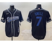 Men's Los Angeles Dodgers #7 Blake Snell Black 2024 World Series Champions Cool Base Stitched Baseball Jersey