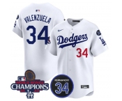 Men's Los Angeles Dodgers Active Player Cuatom White 2024 World Series Champions With Fernando Memorial Patch Home Limited Stitched Baseball Jersey