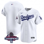 Men's Los Angeles Dodgers Blank White 2024 World Series Home Limited Stitched Baseball Jersey