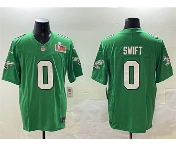 Men's Philadelphia Eagles #0 D'Andre Swift Green 2025 Super Bowl LIX Patch F.U.S.E. Throwback Vapor Untouchable Limited Stitched Football Jersey