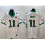 Men's Philadelphia Eagles #11 A.J. Brown White 2025 Super Bowl LIX Patch F.U.S.E. Vapor Untouchable Limited Stitched Football Jersey